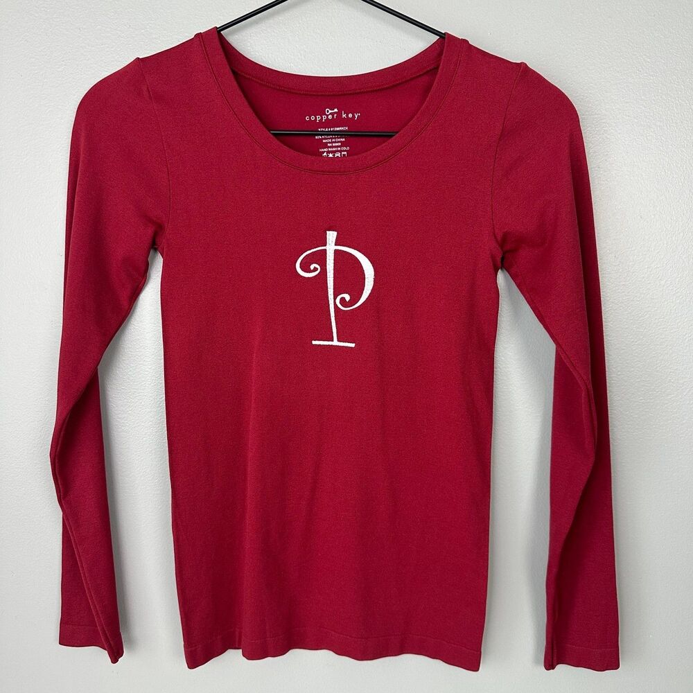 Copper Key Monogrammed P Long Sleeve Shirt Girls One Size 7-16